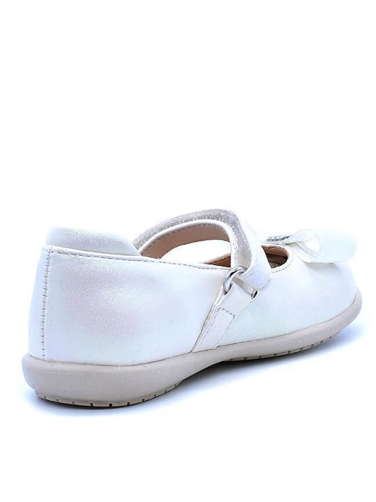 Kids Ballerinas Anatomic with Hoop & Loop Closure Leather White