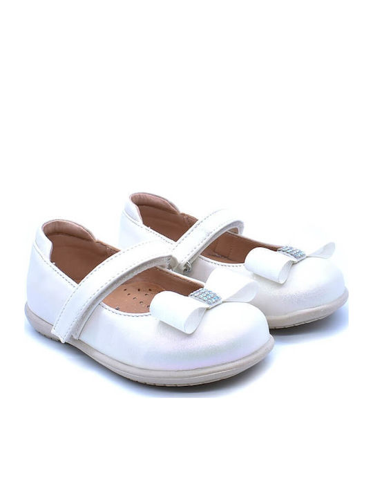 Kids Ballerinas Anatomic with Hoop & Loop Closure Leather White