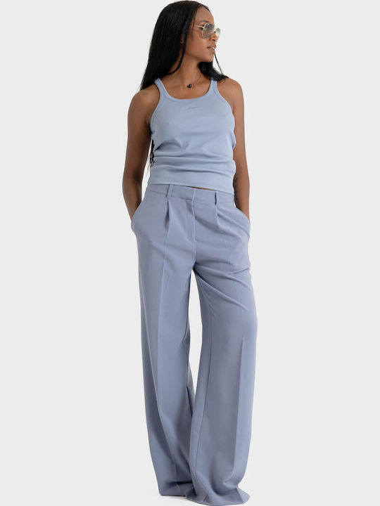 Damenbluse Baumwollarmes Hellblau Sky Blue