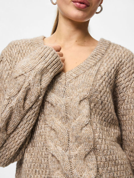 Damen Pullover mit V-Ausschnitt Beiges