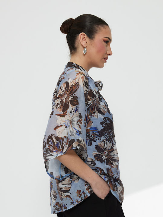 Women's Floral Blue Blouse