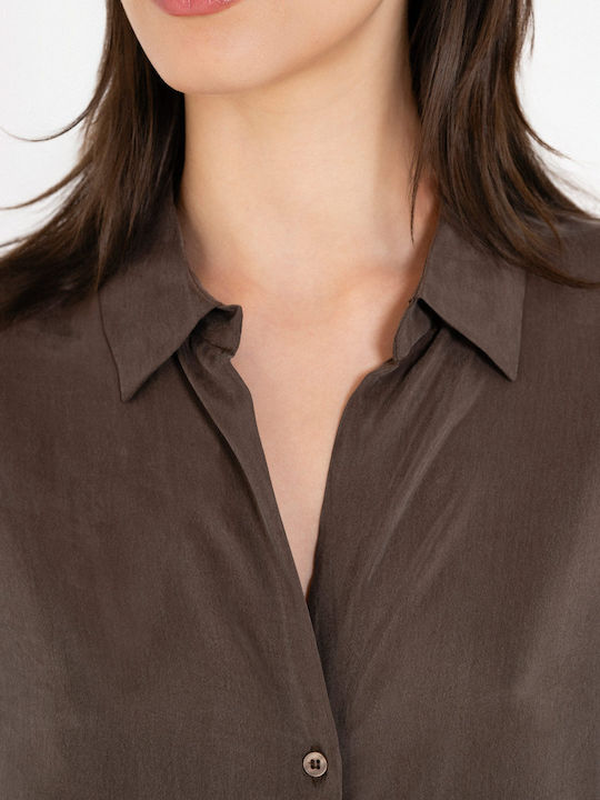Short Sleeve Women's Shirt Brown