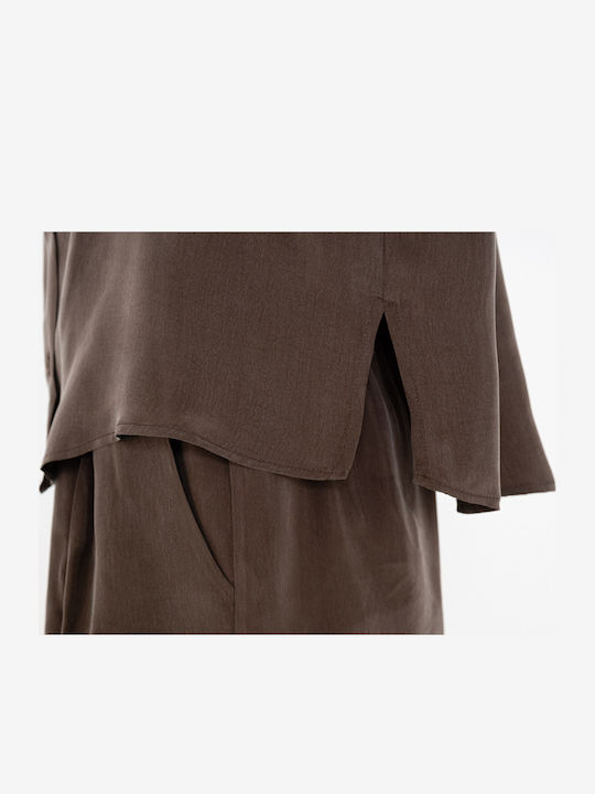 Short Sleeve Women's Shirt Brown