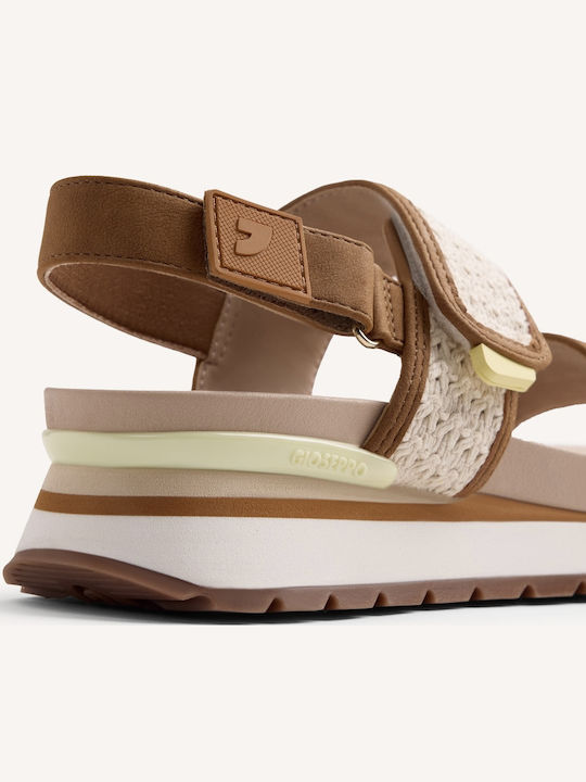 Damen Flache Sandalen Beige