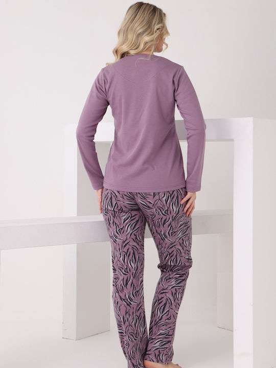 Pijamangel Set Pijamale Dama De Iarnă Violet Deschis