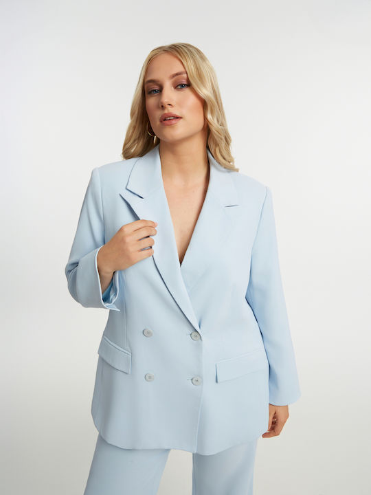 Mat Fashion Дамско Строено Сако Светлосин 0003.4515.Н.W-light-blue