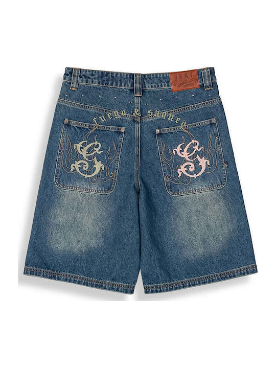 Baggy Ανδρική Βερμούδα Τζιν Washed Sage Blue