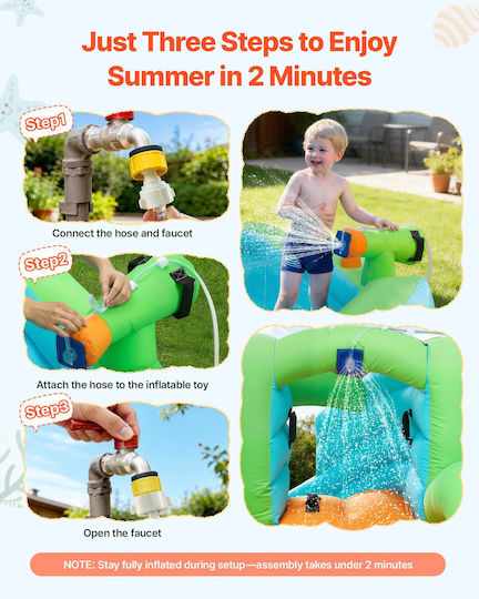 Vevor Φουσκωτό Splash & Play Κάστρο με Τραμπολίνο & Τσουλήθρα για 3+ Ετών