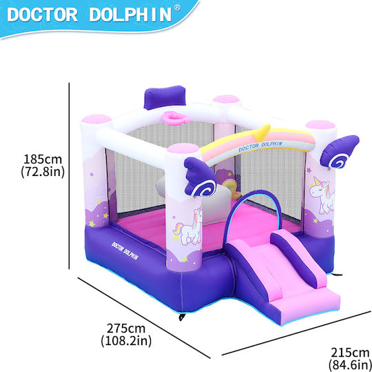 Fun Baby Inflatable Doctor Dolphin with Trampoline and Slide for Ages 3+