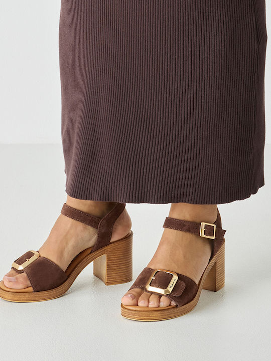 Damen Sandalen Braun Leder