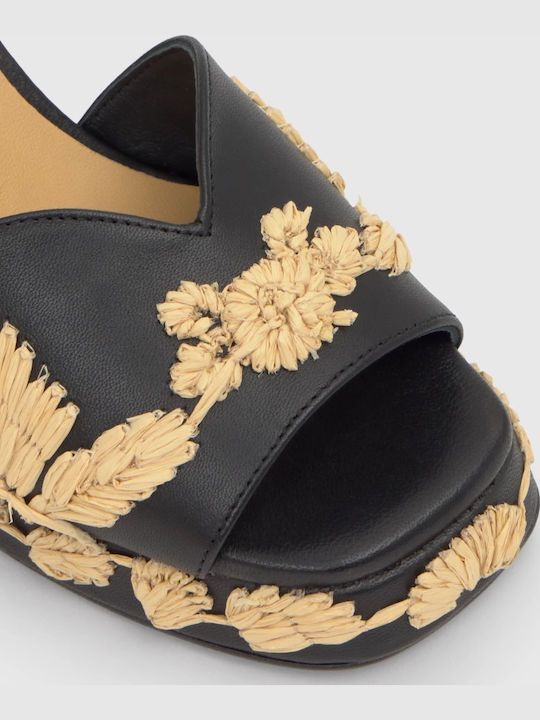 Damen Sandalen Schwarz Leder