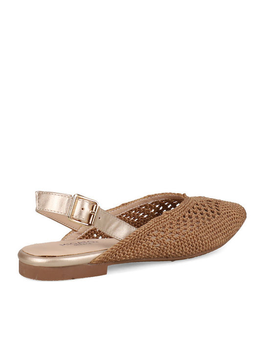 Γυναικείες Μπαλαρίνες Slingback με Λουράκι σε Καφέ Χρώμα