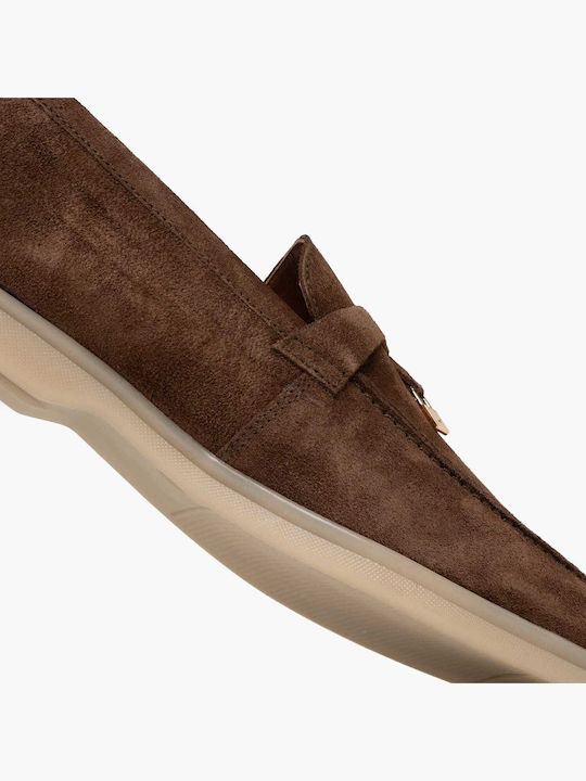 Δερμάτινα Γυναικεία Loafers σε Καφέ Χρώμα