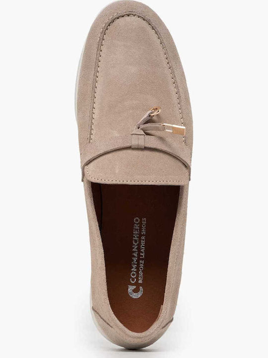 Δερμάτινα Γυναικεία Loafers σε Μπεζ Χρώμα