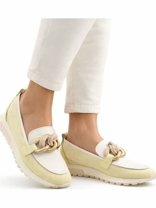 Δερμάτινα Γυναικεία Loafers σε Κίτρινο Χρώμα