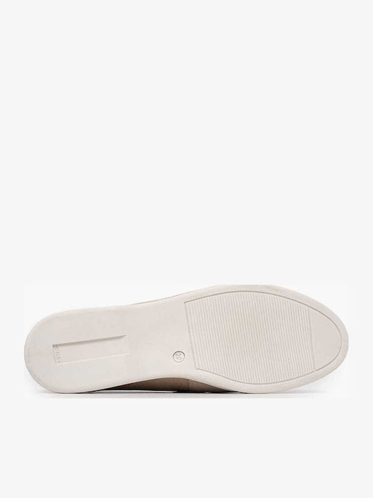 Δερμάτινα Γυναικεία Loafers σε Μπεζ Χρώμα