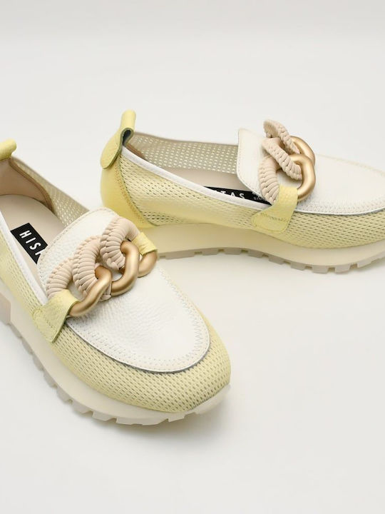 Δερμάτινα Γυναικεία Loafers σε Κίτρινο Χρώμα
