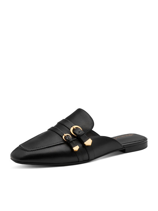 Leather Mules with Heel in Black Colour