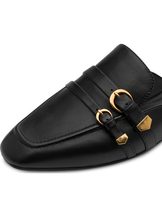 Leather Mules with Heel in Black Colour