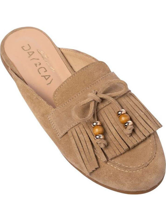 Mules with Heel in Beige Colour