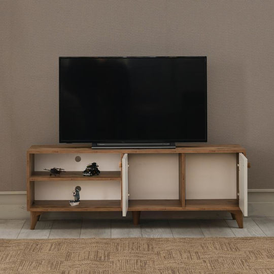 SteweHome Καρυδί TV-Ständer Mit Schrank & Regale 140x40x35cm