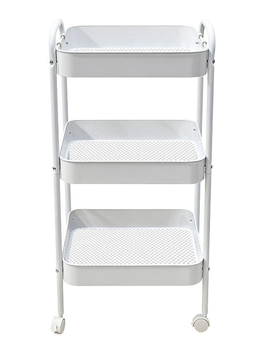 Pakketo Nedea Kitchen Trolley Metallic 3 Tiers White 41x30x77cm