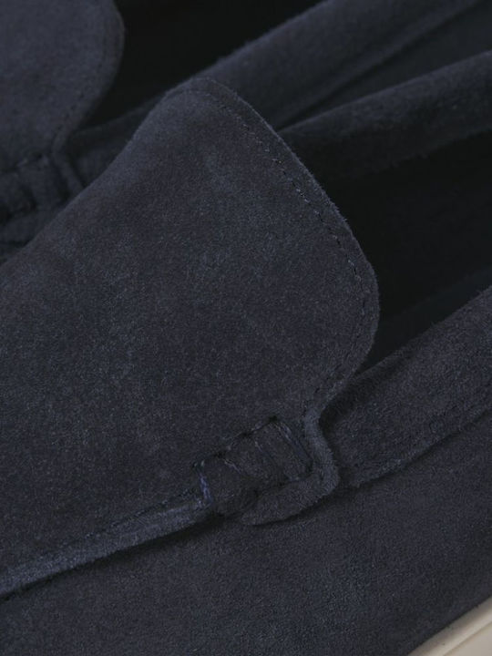 Suede Men's Loafers in Blue Colour
