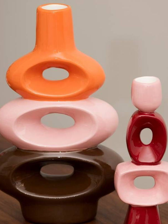 Que Rico Kerzenhalter Aus Keramik In Rosa Farbe 7x4.5x16.5cm