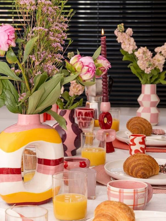 Que Rico Kerzenhalter Aus Keramik In Rosa Farbe 7x4.5x16.5cm