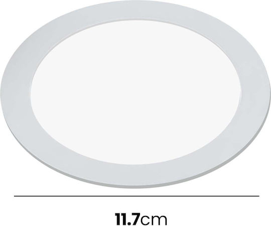 Avizar LED-Panels 6W Vertieft Rund Form 11,7cm 50000 Stunden Weiß