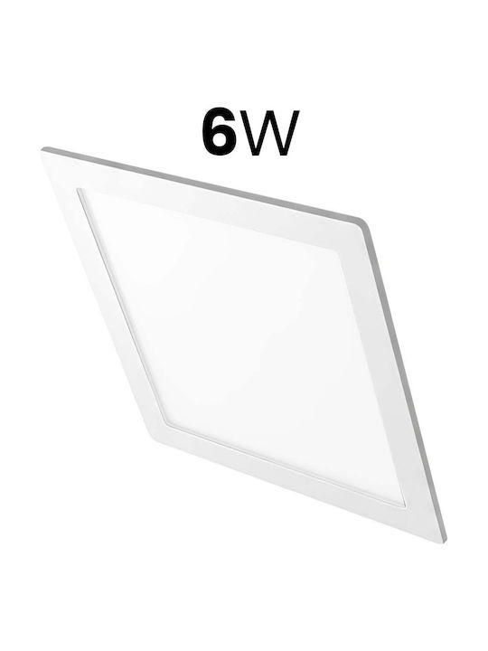Avizar Panou LED 6W 6500K 200lm Încastrat Formă Pătrată 11.7 X 11.7cm Alb