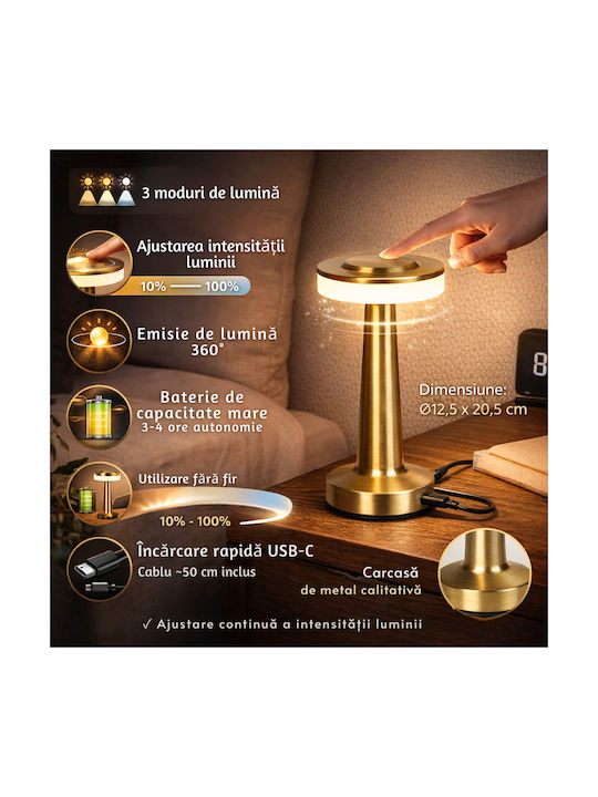 Alista Home Lampă de Birou LED Reîncărcabilă în Culoare Aurie
