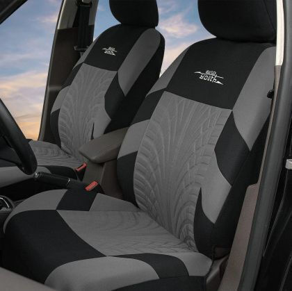 Car Seat Covers Design 16007 Grey Black Set 9 Pieces Oem