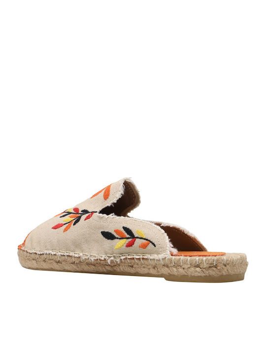 Flat Mules In Beige Colour
