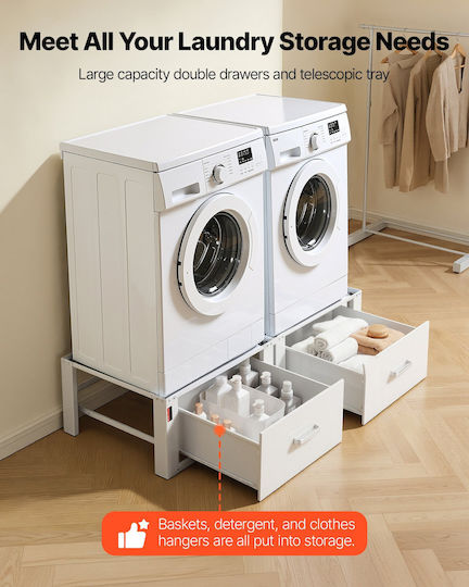 Vevor DCT2521INCH2CQUJT001V0 Βάση Πλυντηρίου/Στεγνωτηρίου από Μέταλλο με Συρτάρι 2τμχ