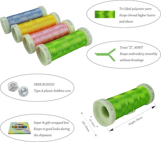 Embroidery Thread Set 32 Spools 300 M Multicolor