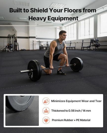 Vevor Gym Puzzle Mats Black 61x61x1.4cm 12 Pieces