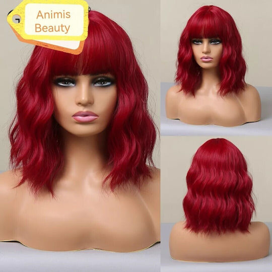 Animis Beauty Perücke Mit Synthetischem Haar In Dunkelrotes Farbe