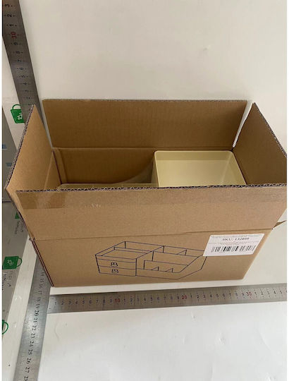 Office Storage Box Alista Home Makeup Stationery Cosmetic Organizer 2 Drawers Multiple Compartments Bunny Model Plastic 27.5x15.5x12 Cm Cream