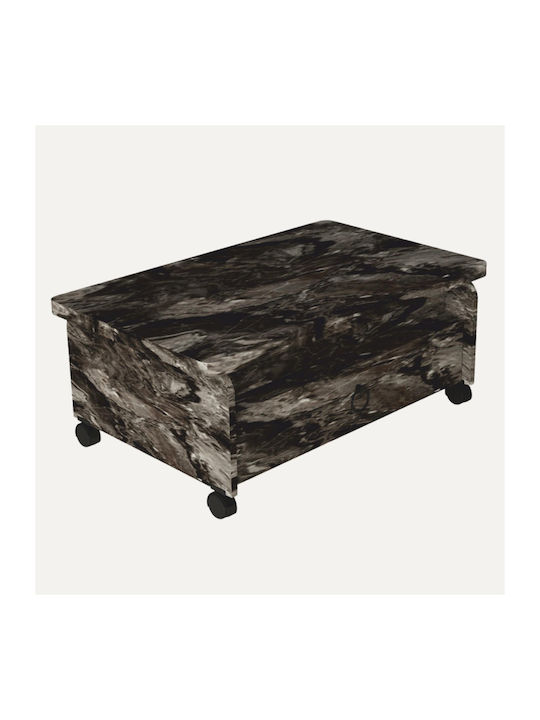 Main Coffee Table Black Marble with Drawers Foldable 90x60x35cm