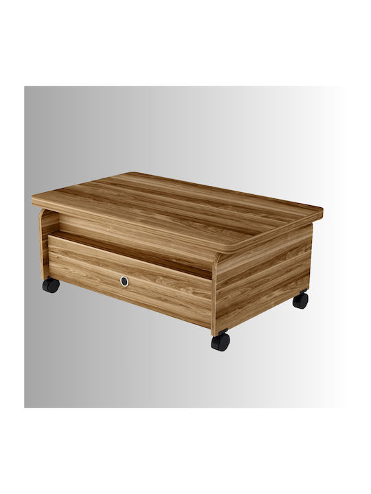 Convertible Coffee Table Walnut with Wheels Adjustable 90x60x35cm