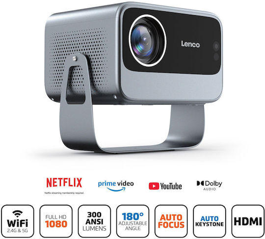 Lenco LPJ-960SI Mini Projector LCD Full HD Λάμπας LED με Wi-Fi και Ενσωματωμένα Ηχεία