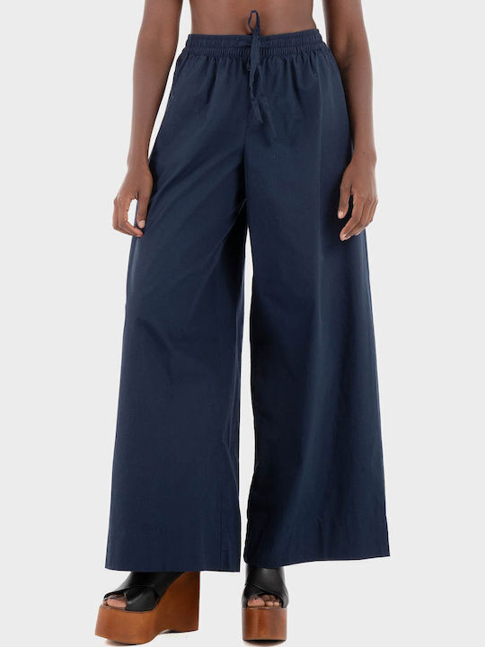 Robette Damen Stoff Hose mit Gummizug in Lockere Passform Dark Blue