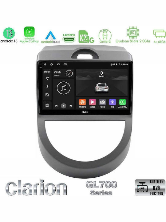 Clarion Auto-Audiosystem für Kia Seele 2009-2011 mit Touchscreen 9" (Bluetooth/USB/Eingebautes Wi-Fi / 3G/GPS/Apple CarPlay/Android Auto)