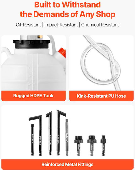 Vevor Fluid Transfer Pump Capacity 7.5 L Manual Atf Refill Kit Fluid Transfer Pump 8 Atf Adapters & 120 Cm Outlet Hose Oil Extractor Dispenser Hdpe Tank Cars Lawn Mowers