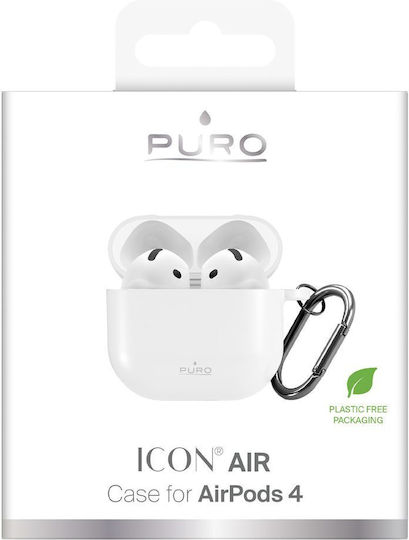 Puro Icon Silikonhülle mit Haken in Weiß für Apple AirPods 4 / 5