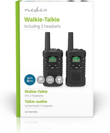 Nedis WLTK0610BK Walkie Talkie with Monochrome Screen Set of 2pcs