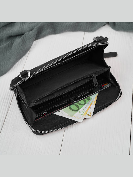 Leder Damen Schultertasche Schwarz