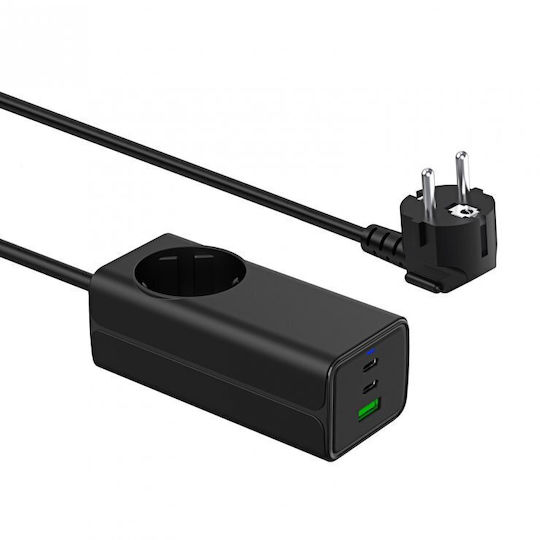 Usb Charger Ak-ch-21 Ac 230v + Usb-a + 2x Usb-c Pd 5-20v Max 5a 65w Quick Charge 3.0 Gan