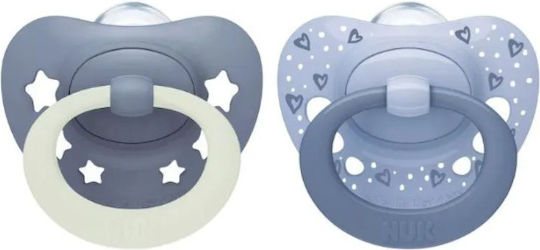 Nuk First Choice Classic Day & Night Pacifiers Silicone Night with Case Blue for 6-18 months 2pcs
